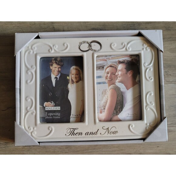 Malden Wedding Anniversary Double Frame Then & Now NIB Never Used - Picture 1 of 8
